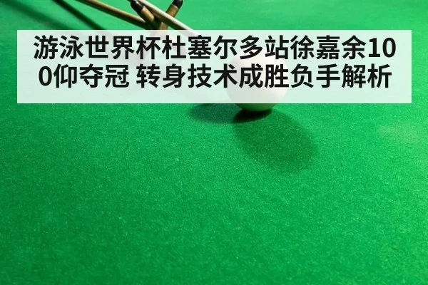 游泳世界杯杜塞尔多站徐嘉余100仰夺冠 转身技术成胜负手解析